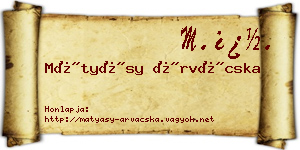 Mátyásy Árvácska névjegykártya